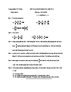 Đề tham khảo kiểm tra học kì 2 môn Toán Lớp  6 - Năm học 2019-2020